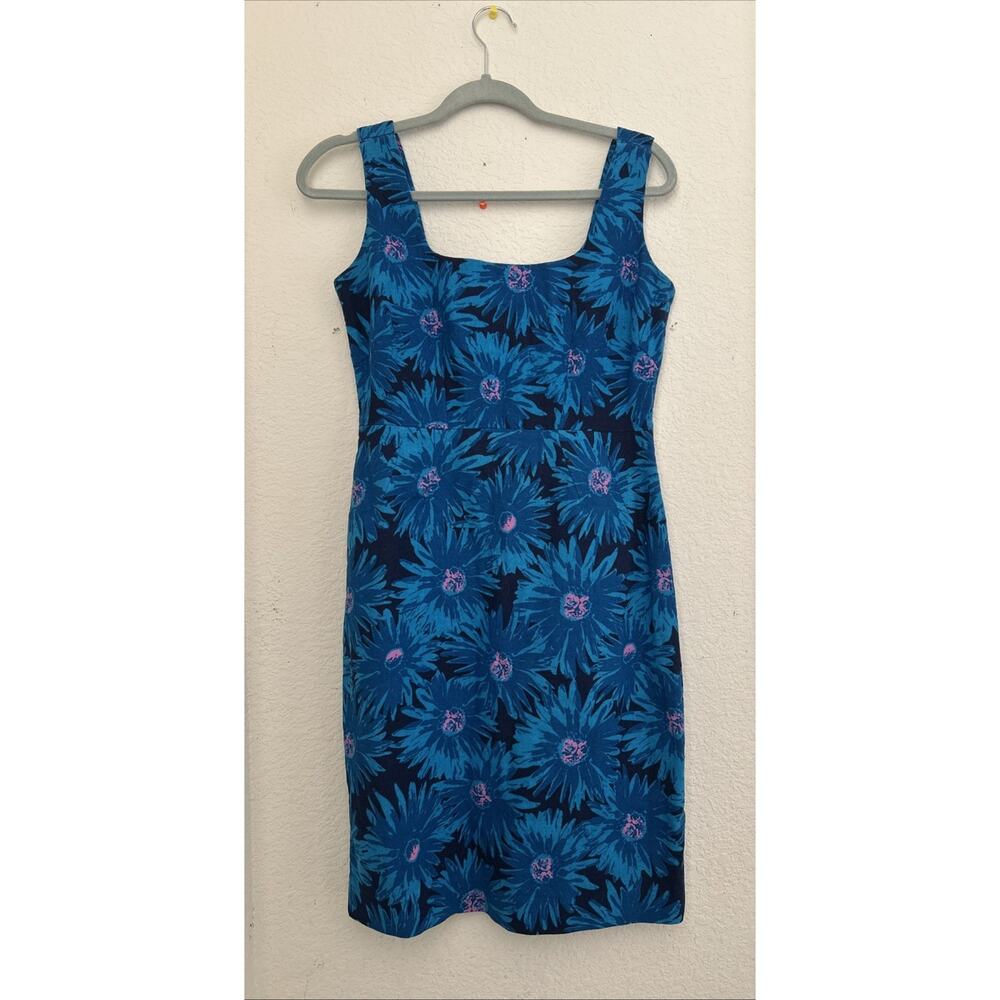 Y2K NWT BB Dakota Size 6 Dress Flowers Floral Blue Linen Blend